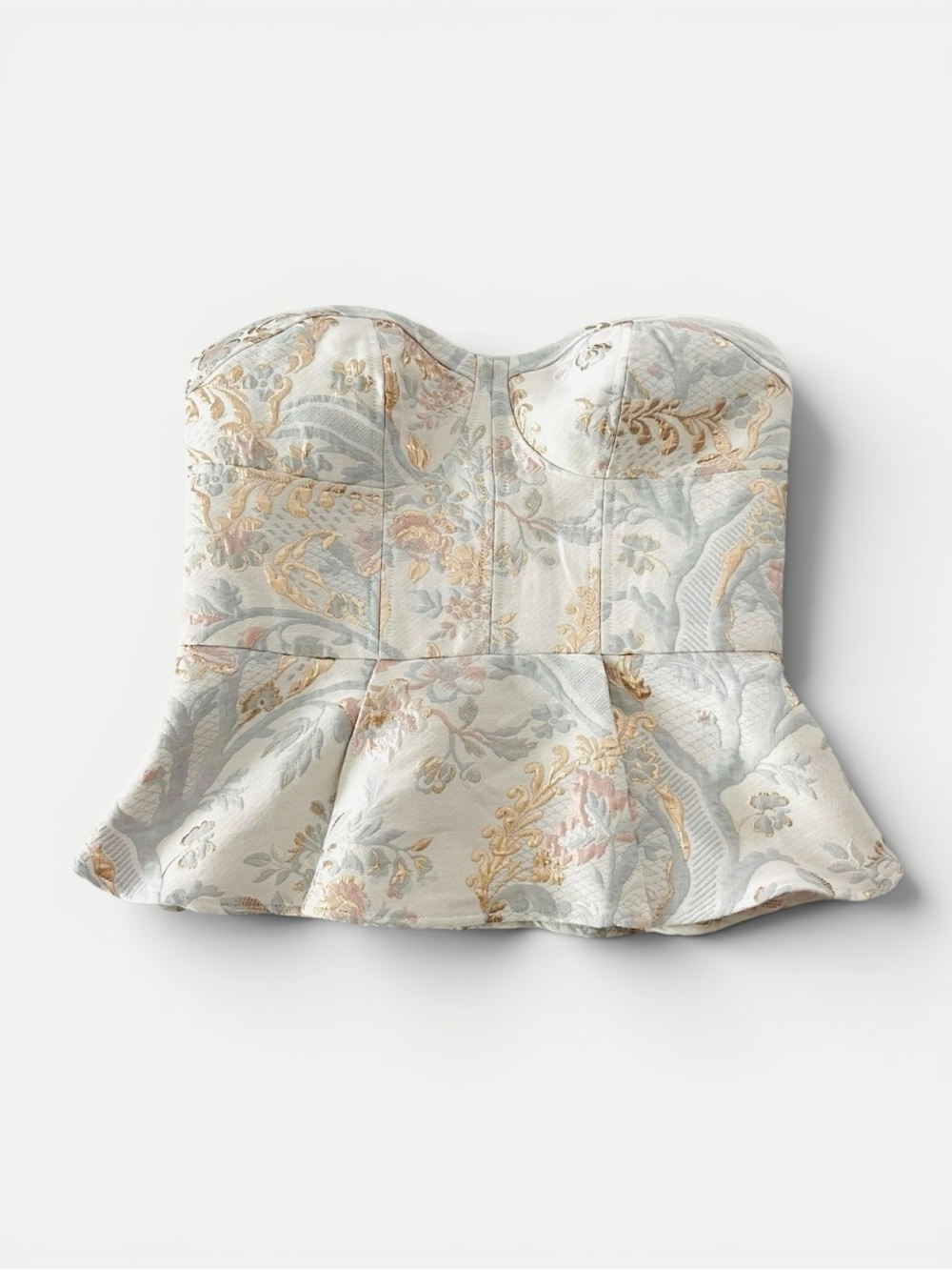 Express Strapless Corset Peplum Top Size 6 Floral Jacquard Bustier